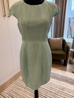 Club Monaco Darryl Dress Pale Mint Green Cap-Sleeve Textured Mini Dress